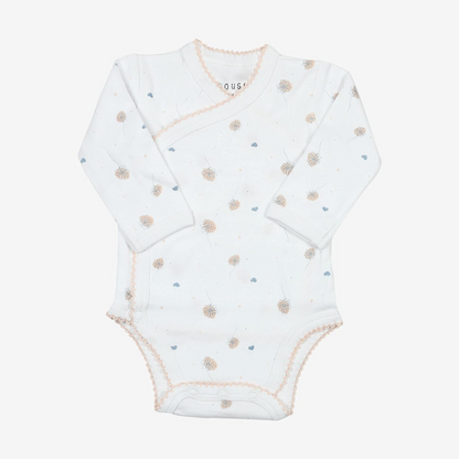 KINOUSSES zestaw dla noworodka 54cm body bawełniane białe w kwiatki, rozmiar 1 msc