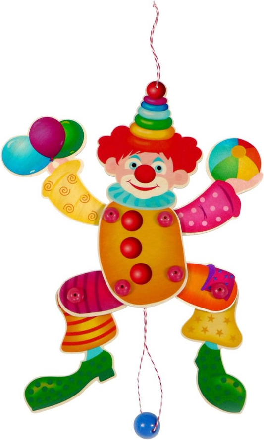 HESS payaso colgante de madera con extremidades móviles 36 cm