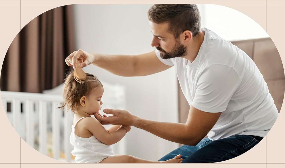 LAMPOX Holzkamm-Set für die Babypflege, 2 Bürsten und 1 Kamm