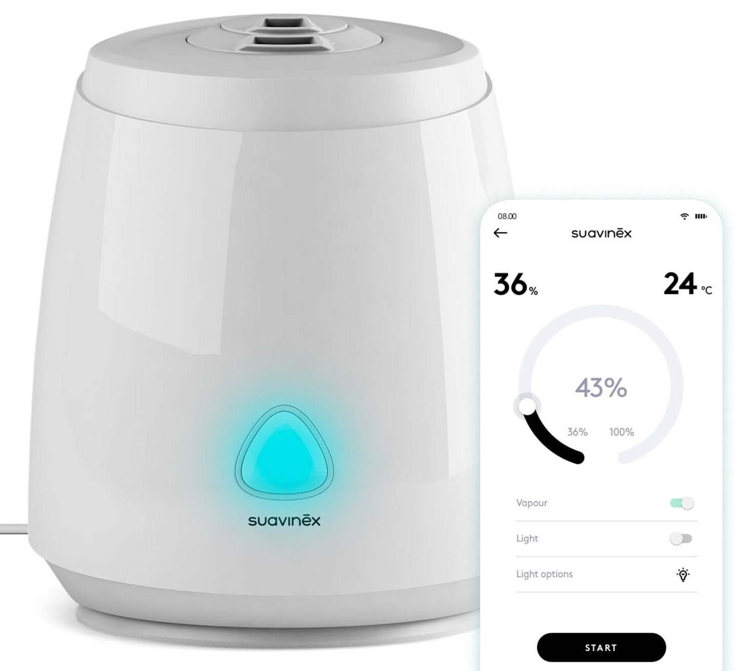 SUAVINEX Care nawilżacz ultradźwiękowy aplikacja