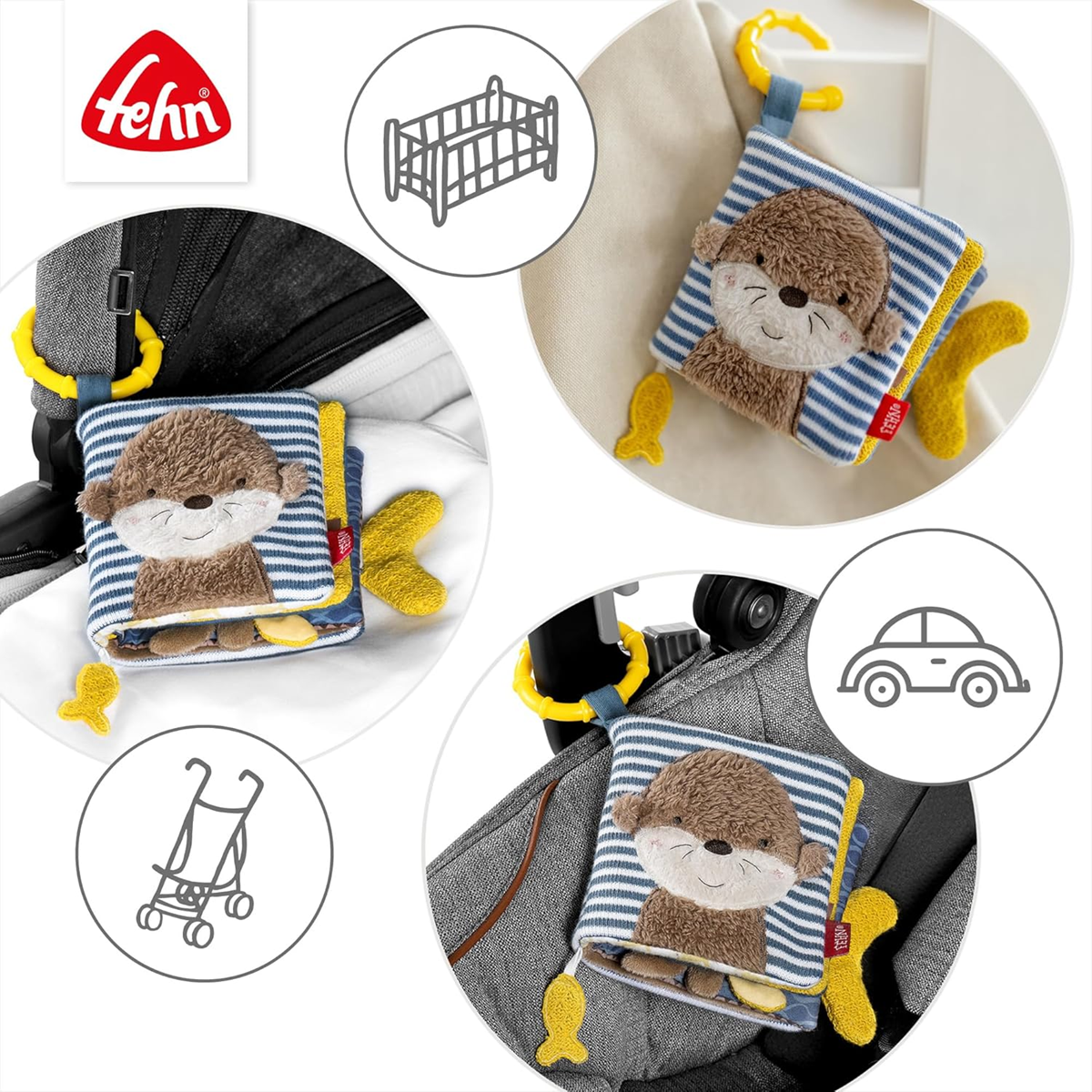 FEHN Otter Theo Fühlbuch mit Spiegel ANHÄNGER 11 x 11 cm