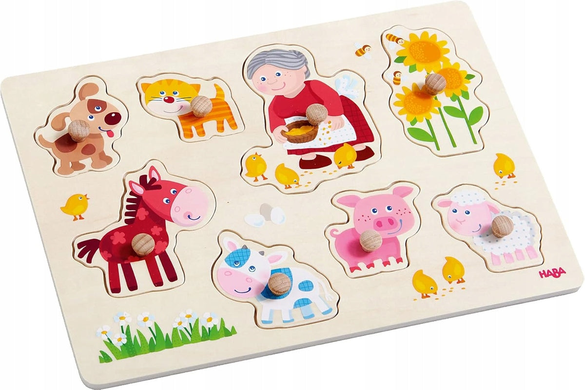 HABA Holzsteckpuzzle 8 Teile 21 x 30 cm BABIA UND IHRE TIERE