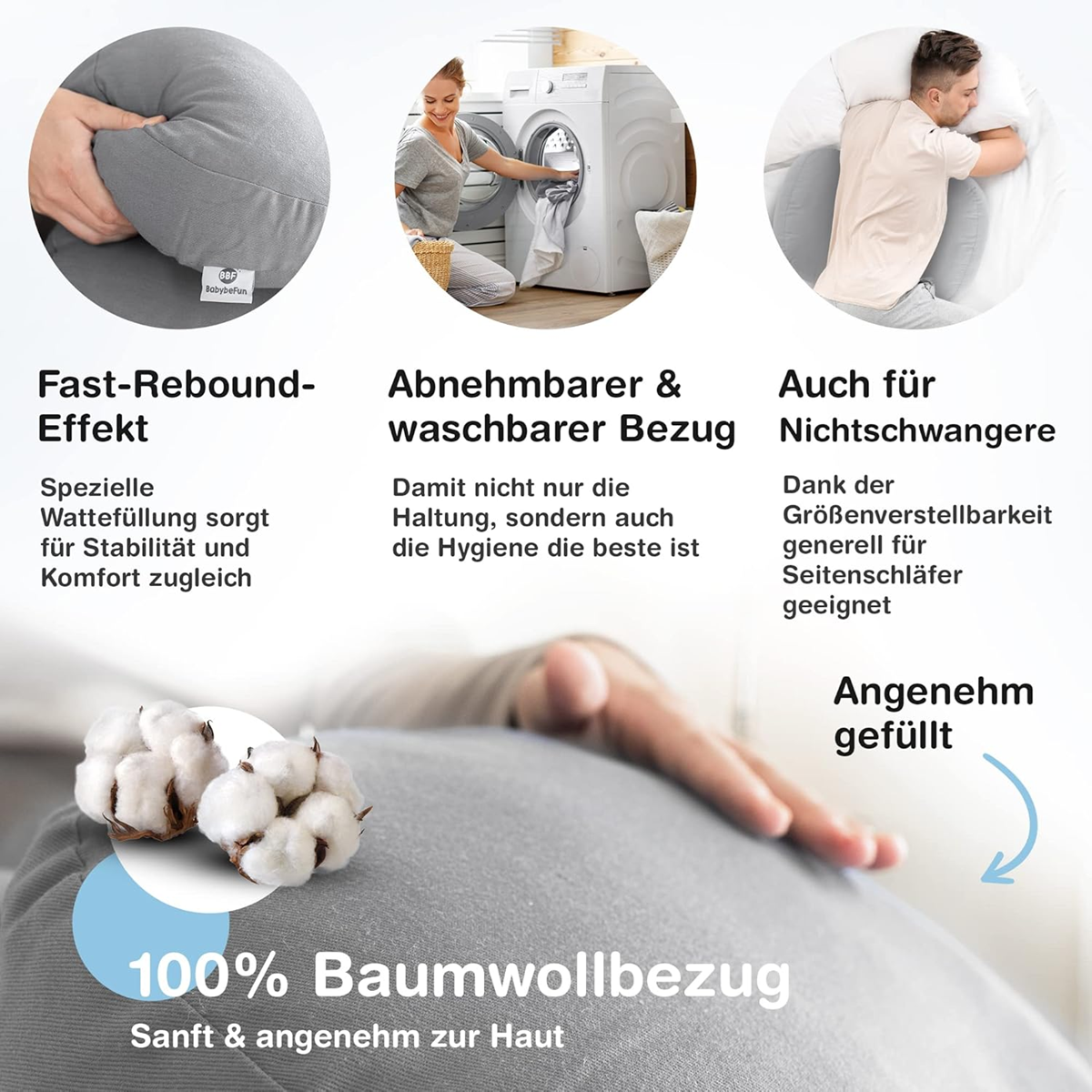 BABYBEFUN Schwangerschaftskissen kompakt