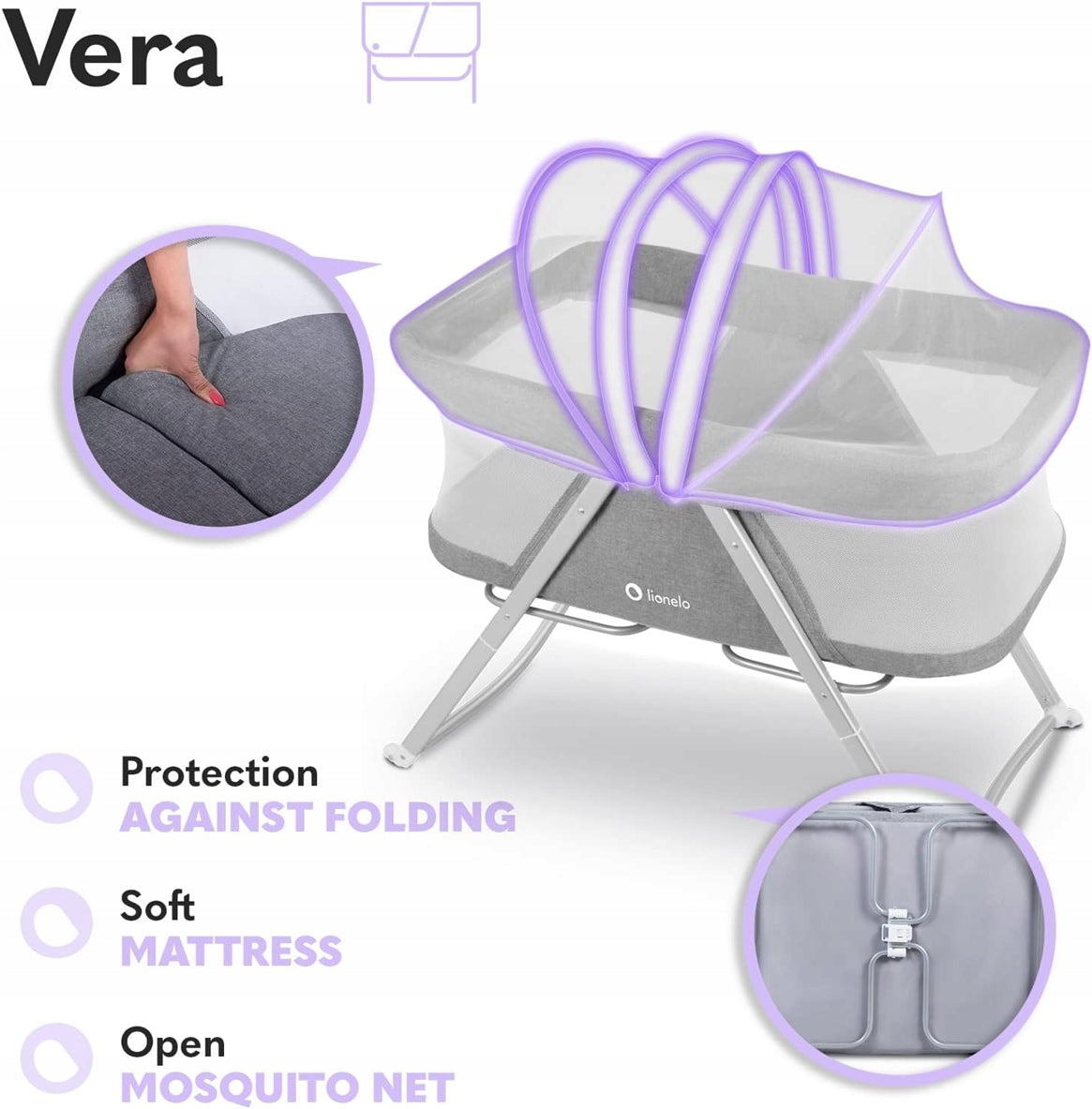 LIONELO VERA 3-in-1 Reisebett klappbar bis 9 kg