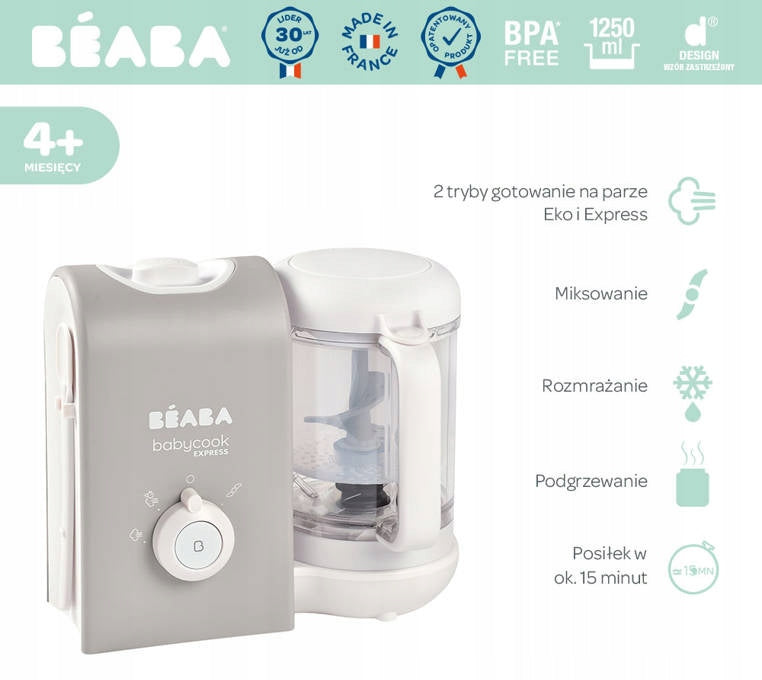 BEABA Babycook Express 4in1 Dampfgarer, Mixer, Auftau- und Aufwärmfunktion