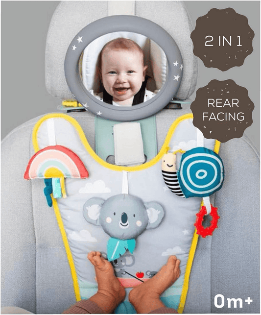 TAF TOYS koala lusterko centrum aktywności do auta, wielokolorowe 2 w 1 dla niemowląt 0m+ i rear facing