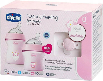 CHICCO NaturalFeeling Set Flasche 150 250 ml + Schnuller 0+