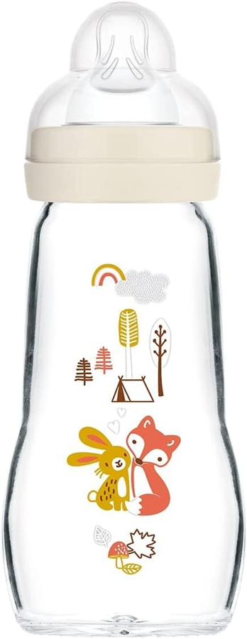 MAM Feel Good biberon din sticlă de 260 ml, 2 luni+, tetină 2