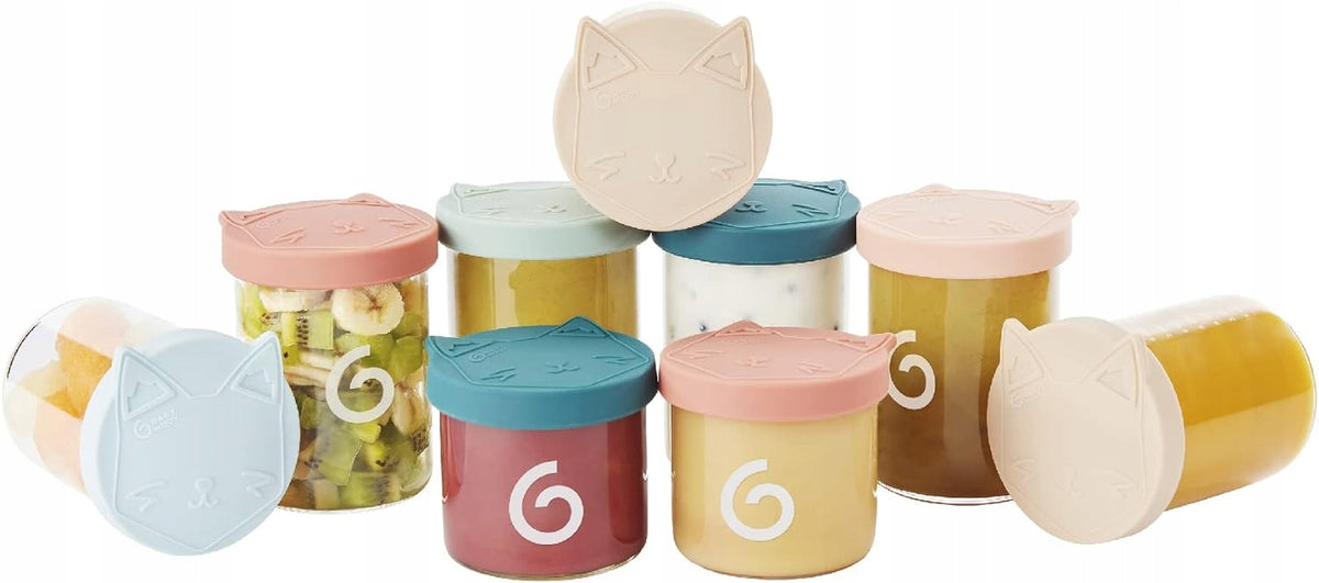 BABYMOOV ISY BOWLS pojemniki SZKLANE 6x250 3x120 pastelowe, trwałe, BPA free, do przechowywania żywności