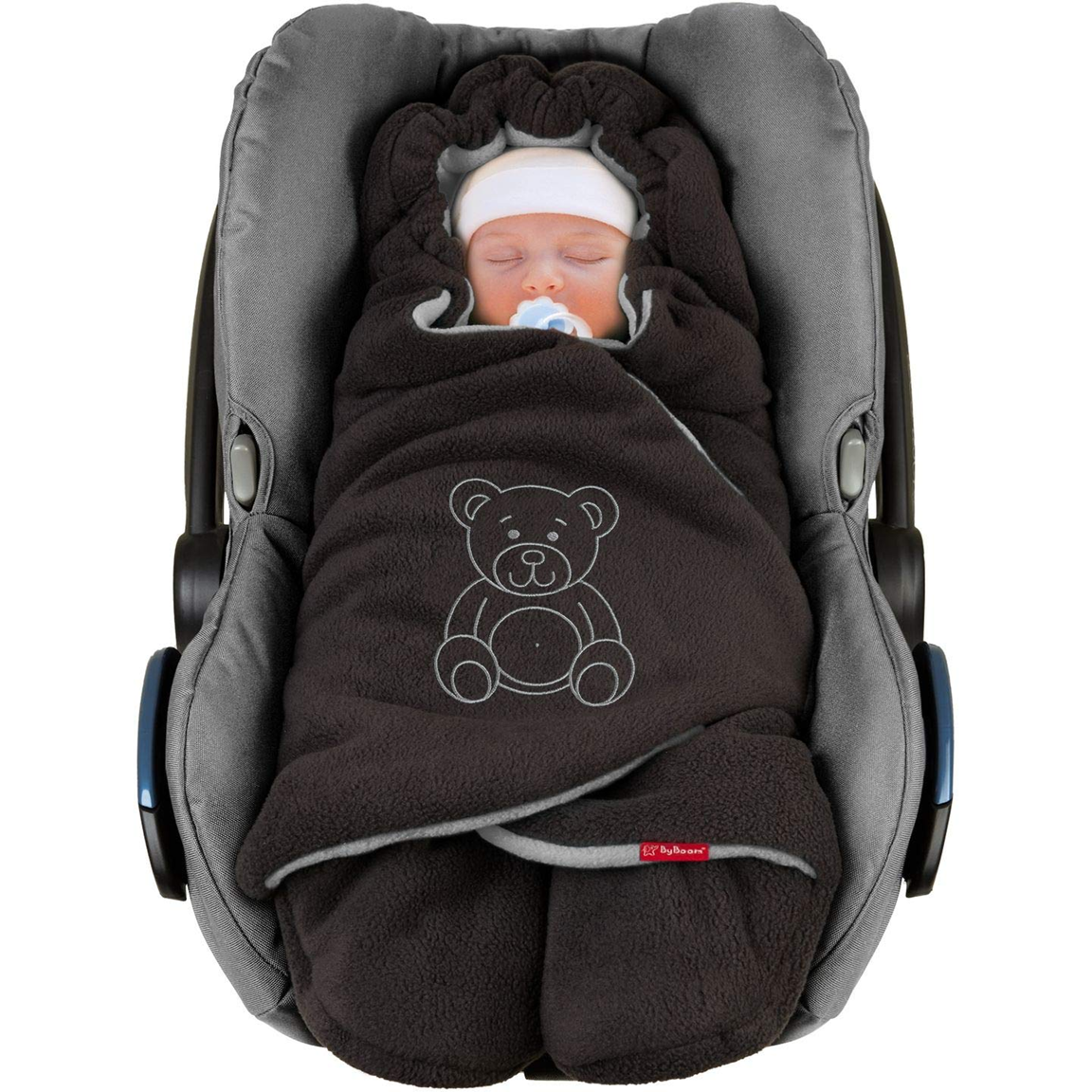 BYBOOM Einschlagdecke für Babyschale und Kinderwagen, aus Fleece
