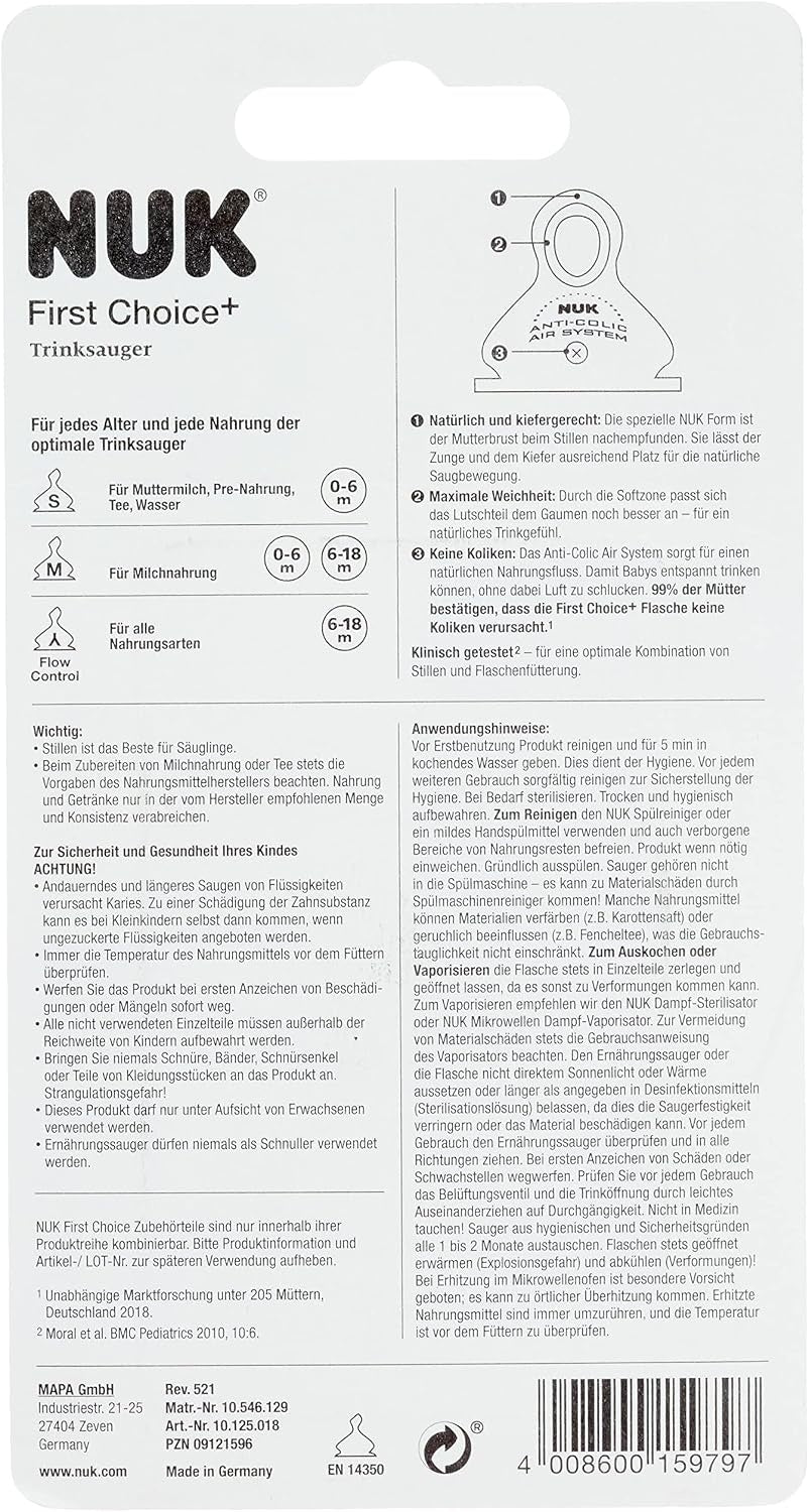 NUK First Choice Silikonsauger M 6 18M x2