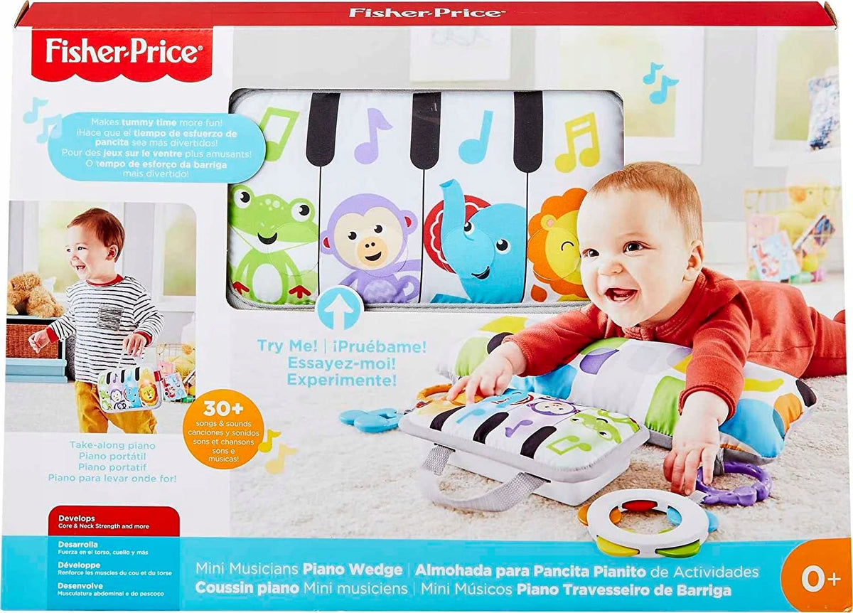 FISHER-PRICE poduszka do zabawy na brzuszku PIANO, interaktywna mata z pianinkiem dla niemowląt 0+