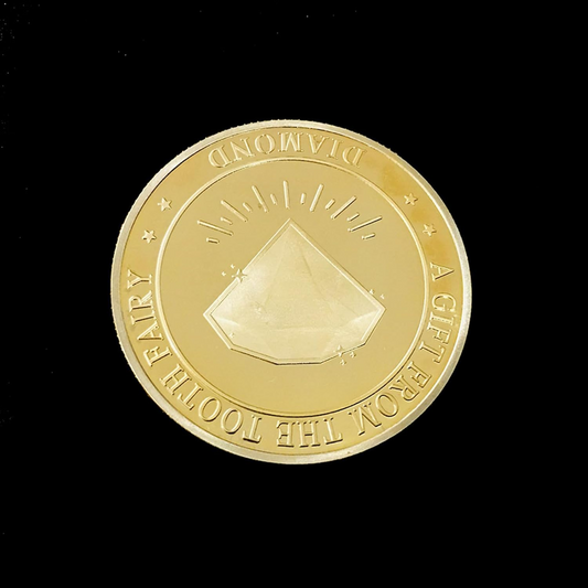 BRADOC Zahnfee vergoldete Metallmünze für unter das Kopfkissen 4 cm DIAMANT