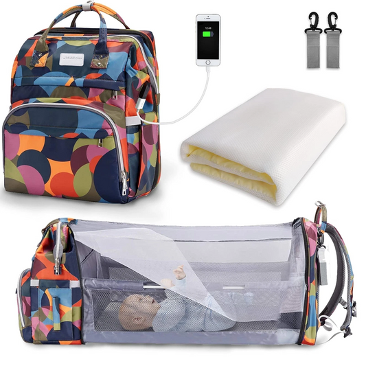 SNDMOR rugzak voor kinderwagen met accessoires en reisbedje