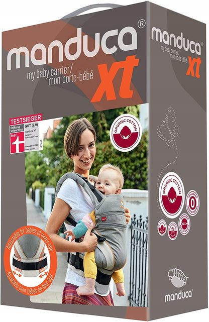 MANDUCA XT nosidełko klamrowe z bawełny organicznej, szare, dla dzieci od narodzin