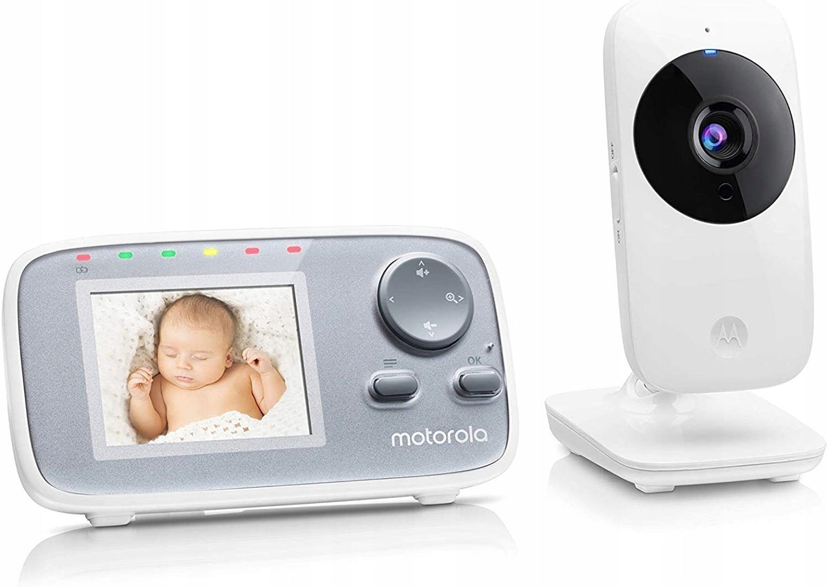 MOTOROLA MBP482 cyfrowa niania elektroniczna FHSS z kamerą i 2,4-calowym ekranem, biały zestaw