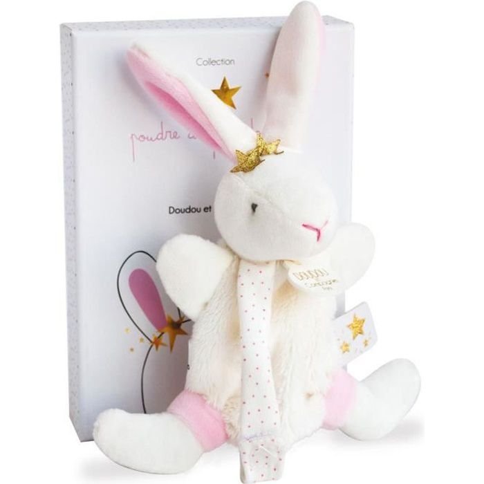 DOUDOU et COMPAGNIE królik z uchwytem na smoczek, przytulanka 15 cm dla dzieci 0+