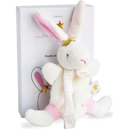 DOUDOU et COMPAGNIE królik z uchwytem na smoczek, przytulanka 15 cm dla dzieci 0+