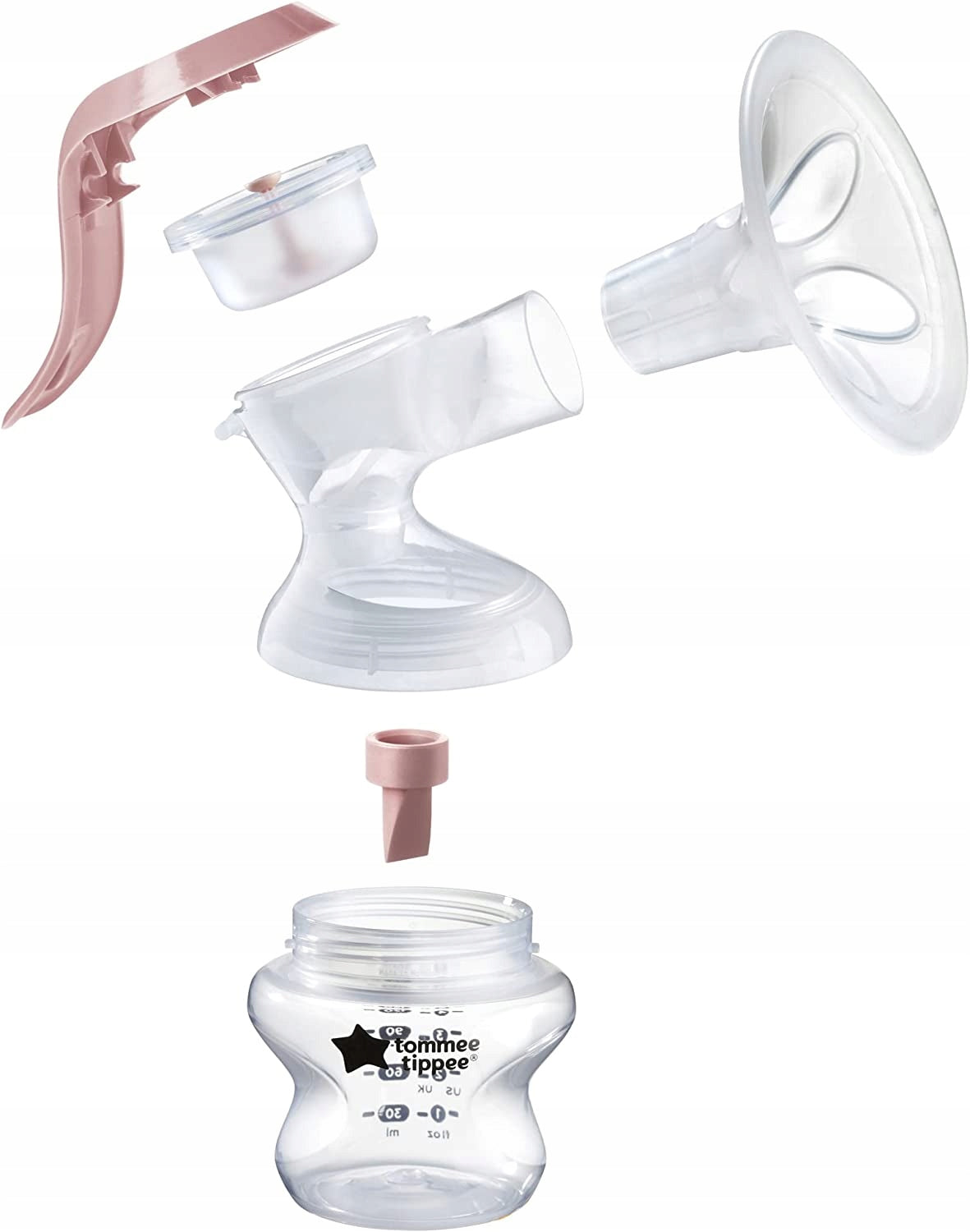 TOMMEE TIPPEE laktator ręczny MADE FOR ME z butelką 150 ml, smoczkiem i ergonomiczną rączką