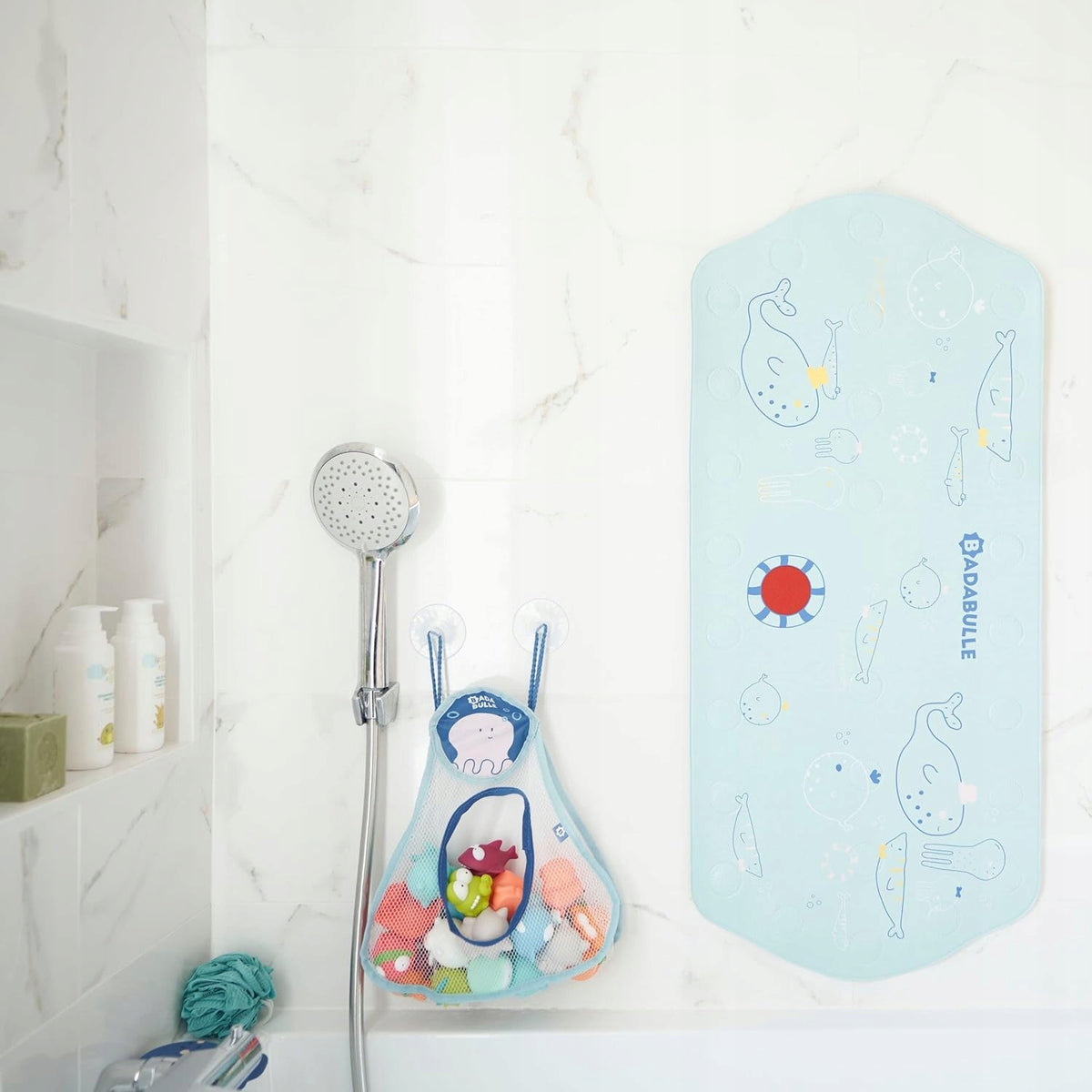 BADABULLE rutschfeste Badematte mit TEMPERATURsensor 91x40