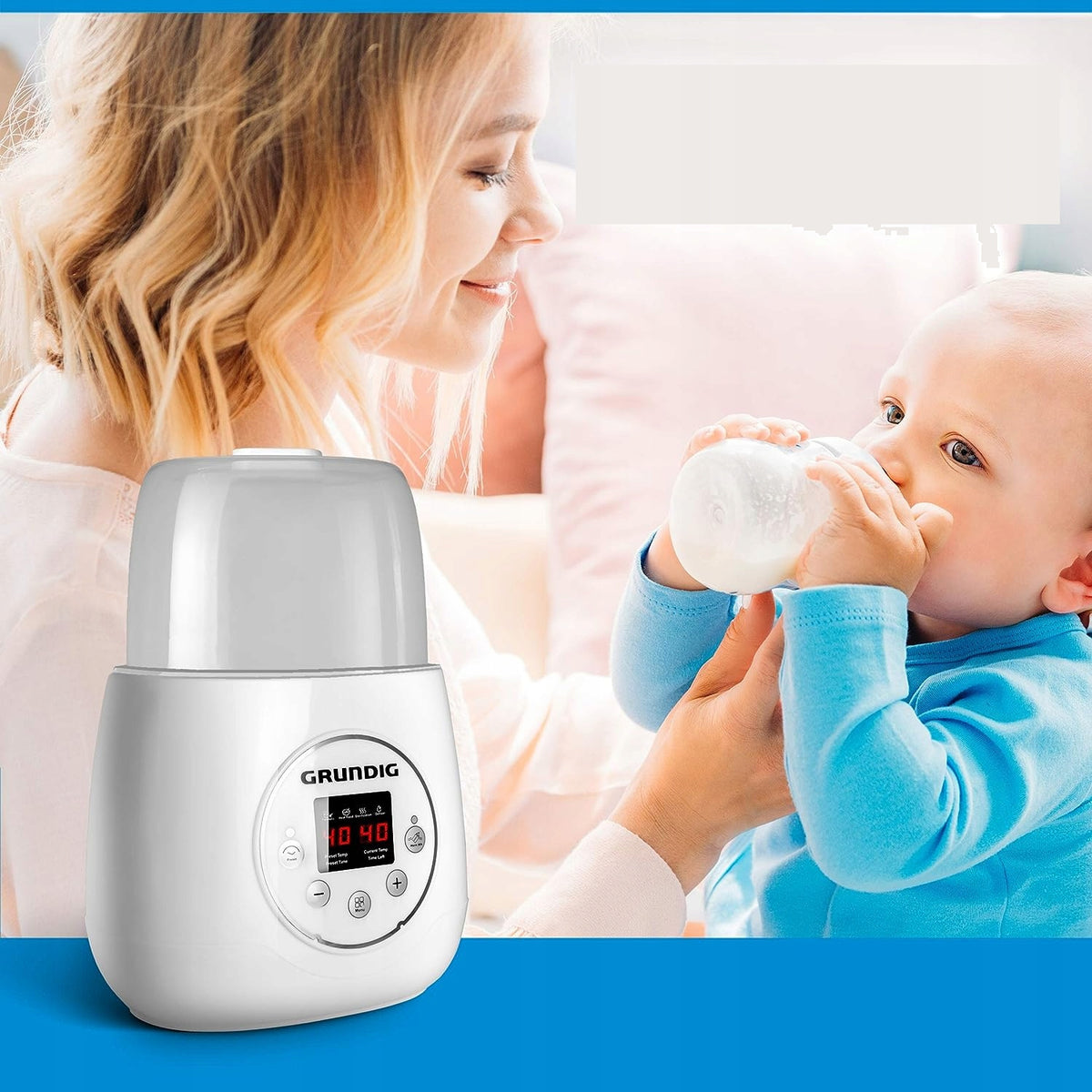GRUNDIG 3w1 rozmrażacz, podgrzewacz, sterylizator do butelek, biały, z wyświetlaczem LED