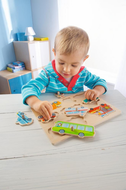 HABA Steckpuzzle Holzfahrzeuge 8 Teile 21 x 30 cm