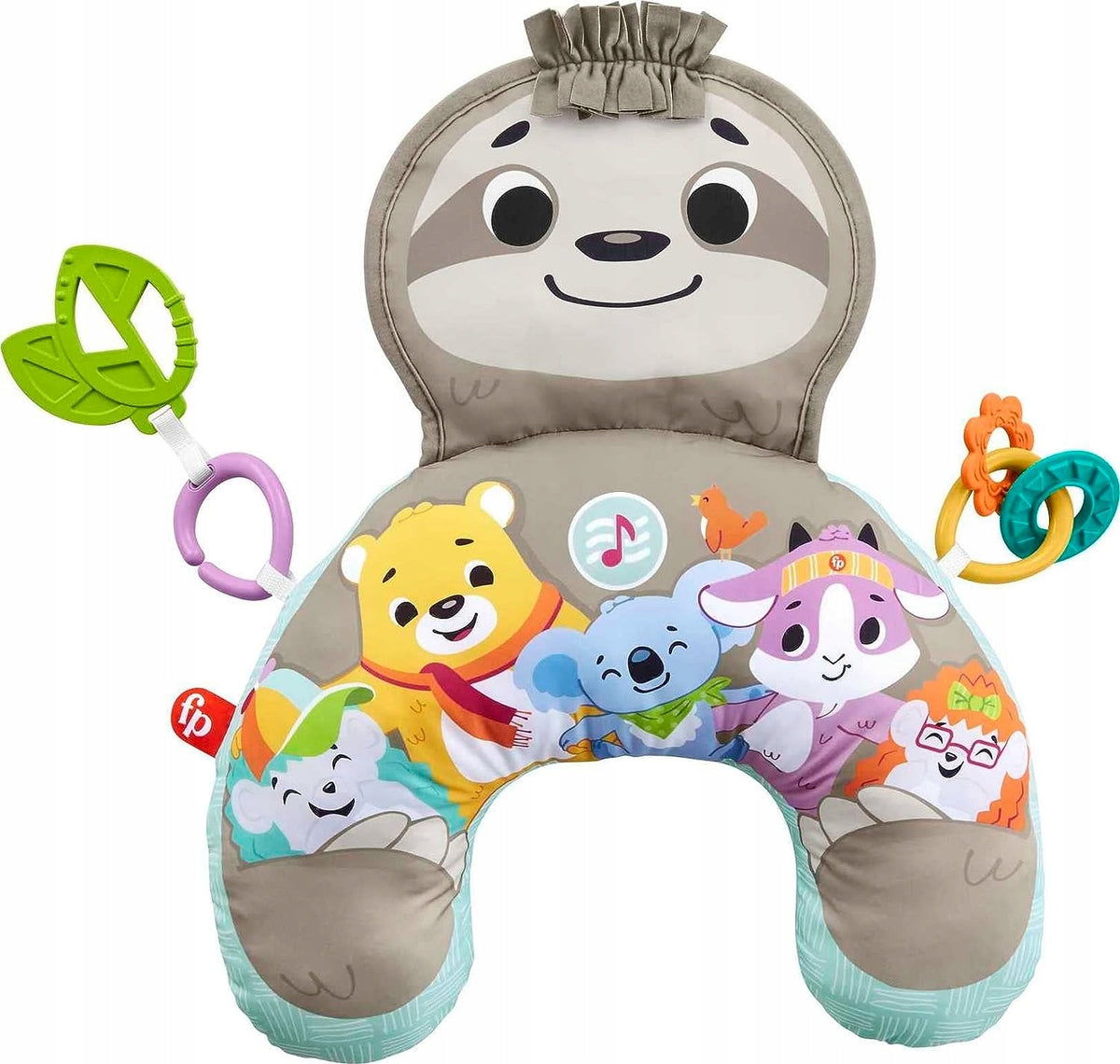 FISHER-PRICE poduszka do zabawy na brzuszku LENIWIEC wibracje + muzyka z zawieszkami i zwierzątkami