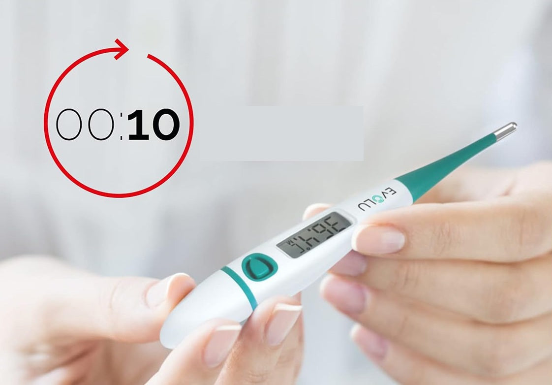 EVOLU DMT-4318 Digitalthermometer mit flexibler Spitze + Etui, 10 Sekunden
