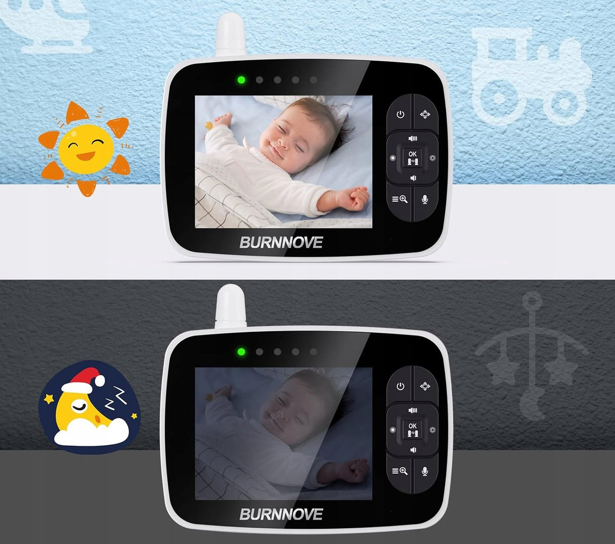 BURNNOVE SM35PTZ ferngesteuertes Babyphone 3,5"