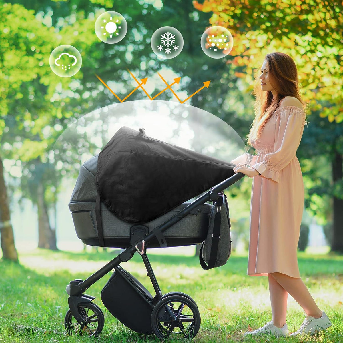 SELENE universeller Sonnenschutz für Kinderwagen UV 50+