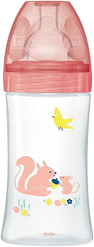 DODIE biberon 270 ml, tetină 2, debit mediu, 0–6 luni, VEVERIȚĂ