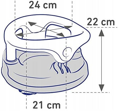ROTHO Babydesign krzesełko do kąpieli 13kg, biało-szary fotelik kąpielowy z wymiarami 24 x 22 x 21 cm