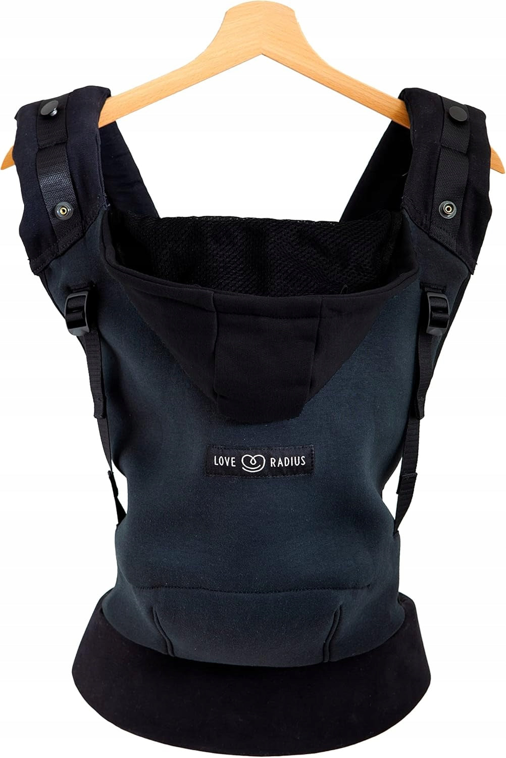 LOVE RADIUS nosidełko ergonomiczne z kapturem HOODIE CARRIER, czarne nosidło dla dziecka