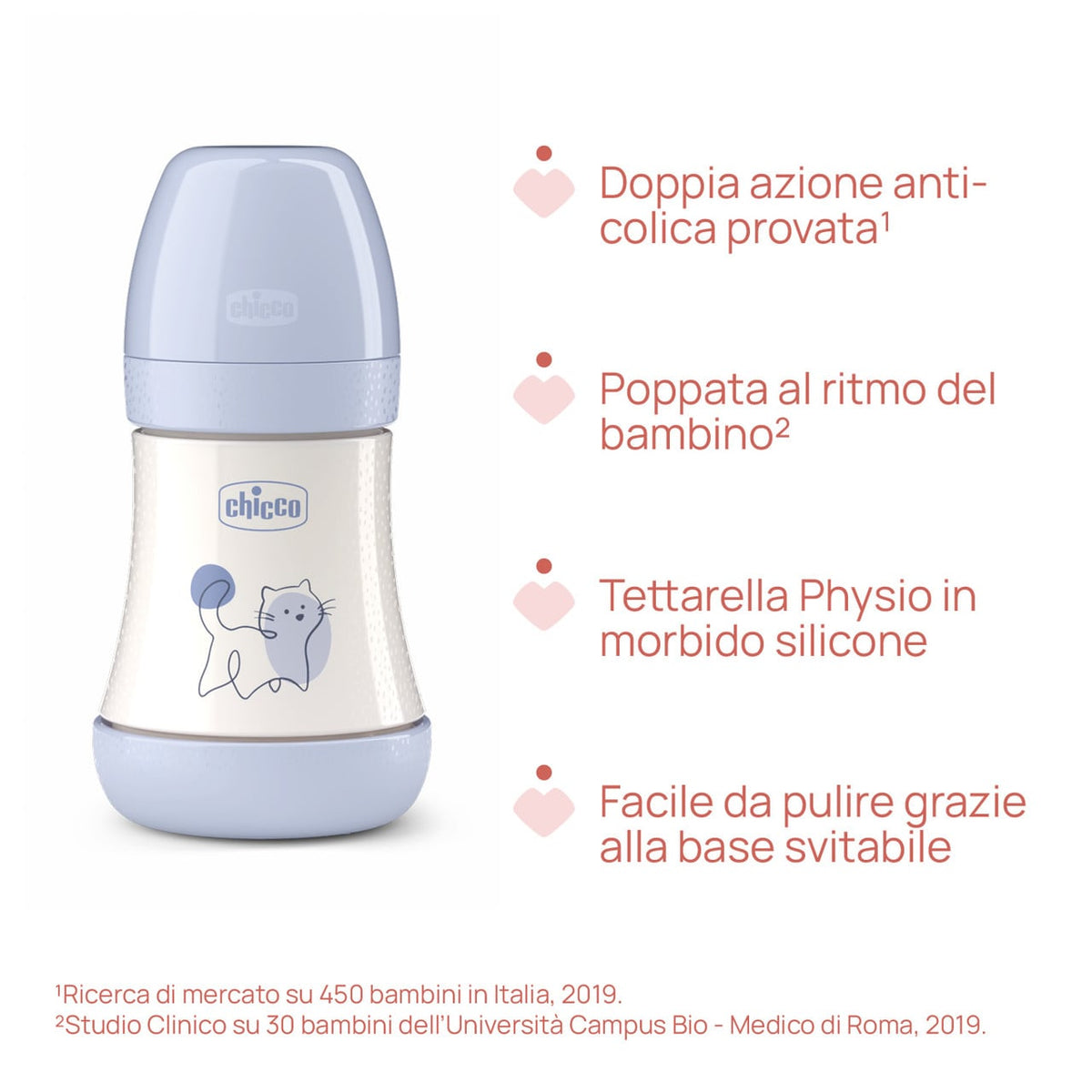 Chicco Perfect5 Flasche 150 ml, langsamer Durchfluss, blau, 0m