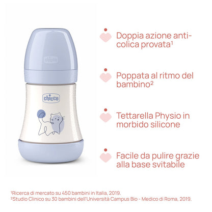 Chicco Perfect5 Flasche 150 ml, langsamer Durchfluss, blau, 0m