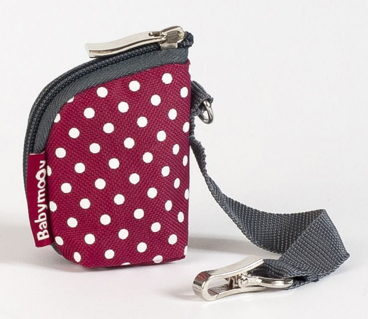 BABYMOOV torba do wózka BABY CHIC + przewijak, beżowo-bordowa saszetka na smoczek BabyMoov w kropki