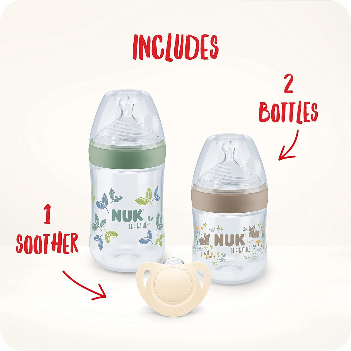 NUK for Nature Set 2x Flasche + Schnuller Temperaturkontrolle