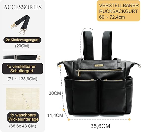 MISS FONG Kinderwagenrucksack mit 4-in-1 Zubehör