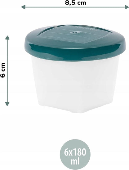 BABYMOOV Babybols pojemniki 6 x 180 ml EKO bio-materiał, 6x180 ml, 8,5 cm, pastelowy pojemnik dla niemowląt