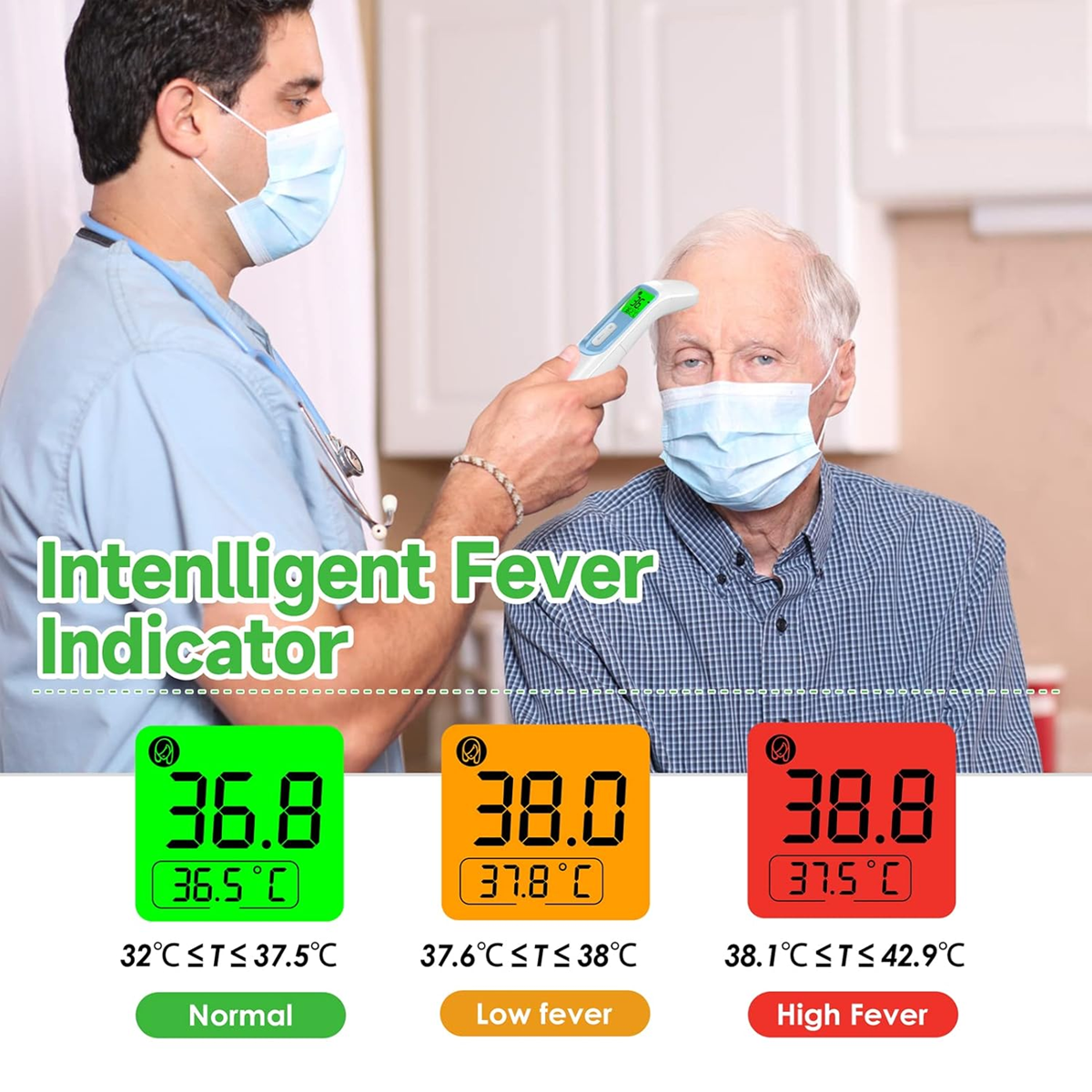 IDOIT Infrarot-Kontaktlos-Thermometer STIRN OHR NAHRUNG + Etui