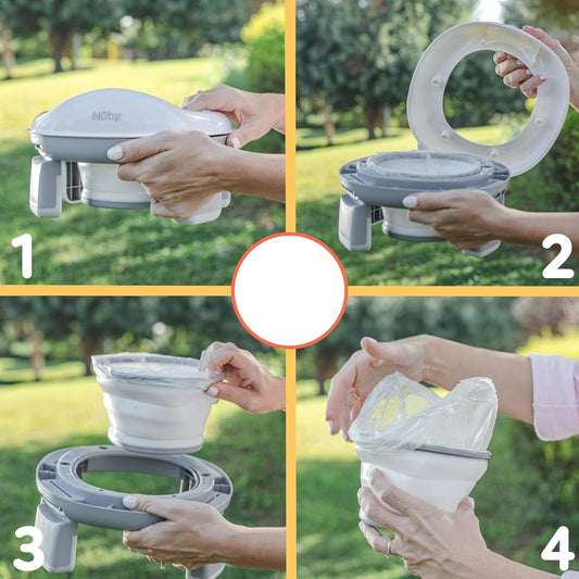 NUBY 3-in-1-Reise-Töpfchen, Toilettensitzaufsatz + Beutel, ab 18 Monaten – Produktfoto 2