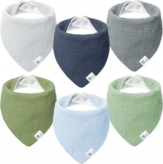 LULU MOON snap-button bandana bibs 0–36 months x6