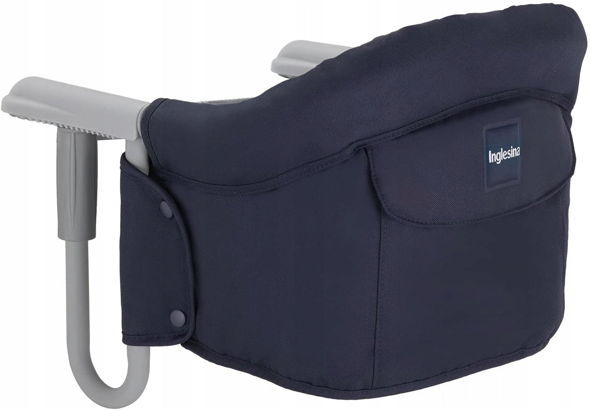 INGLESINA krzesełko turystyczne mocowane do stołu, granatowe, z kieszonką i pasami bezpieczeństwa