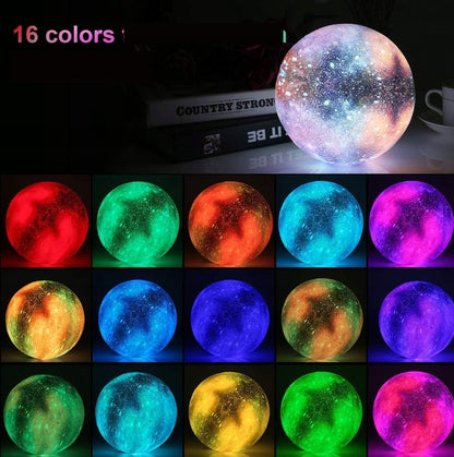 BAKTH Galaxie Nachtlicht Mond 16 Farben + Fernbedienung und Basis MOND