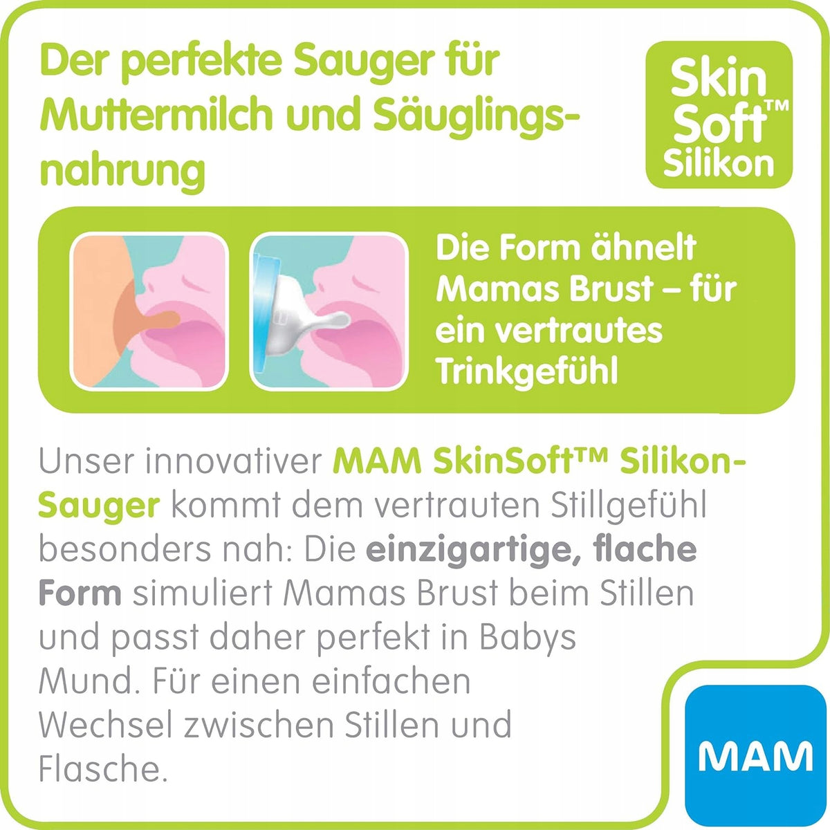 MAM smoczki do butelek 0msc x2 silikonowe SkinSoft, BPA i BPS free, do butelek szerokootworowych