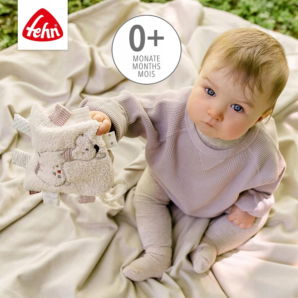 FEHN Peru zawieszka chustka szeleszcząca LAMA, zabawka dla niemowląt 0+ do wózka i łóżeczka