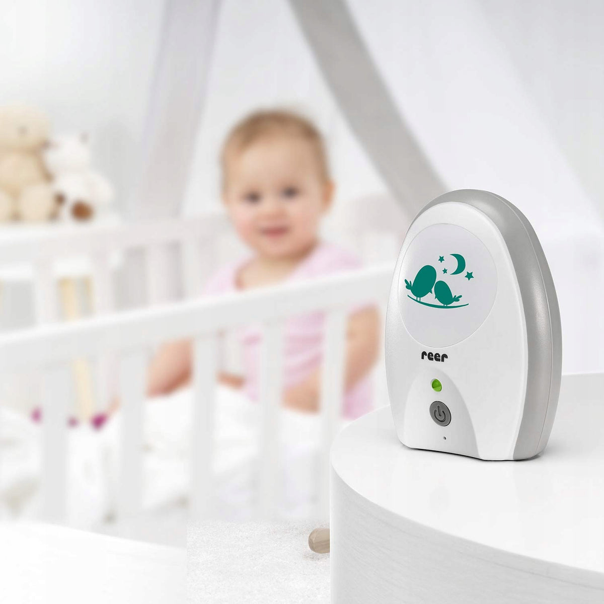 REER Neo Digital cyfrowa niania elektroniczna, biało-szary monitor z trybem ECO i VOX do obserwacji dziecka