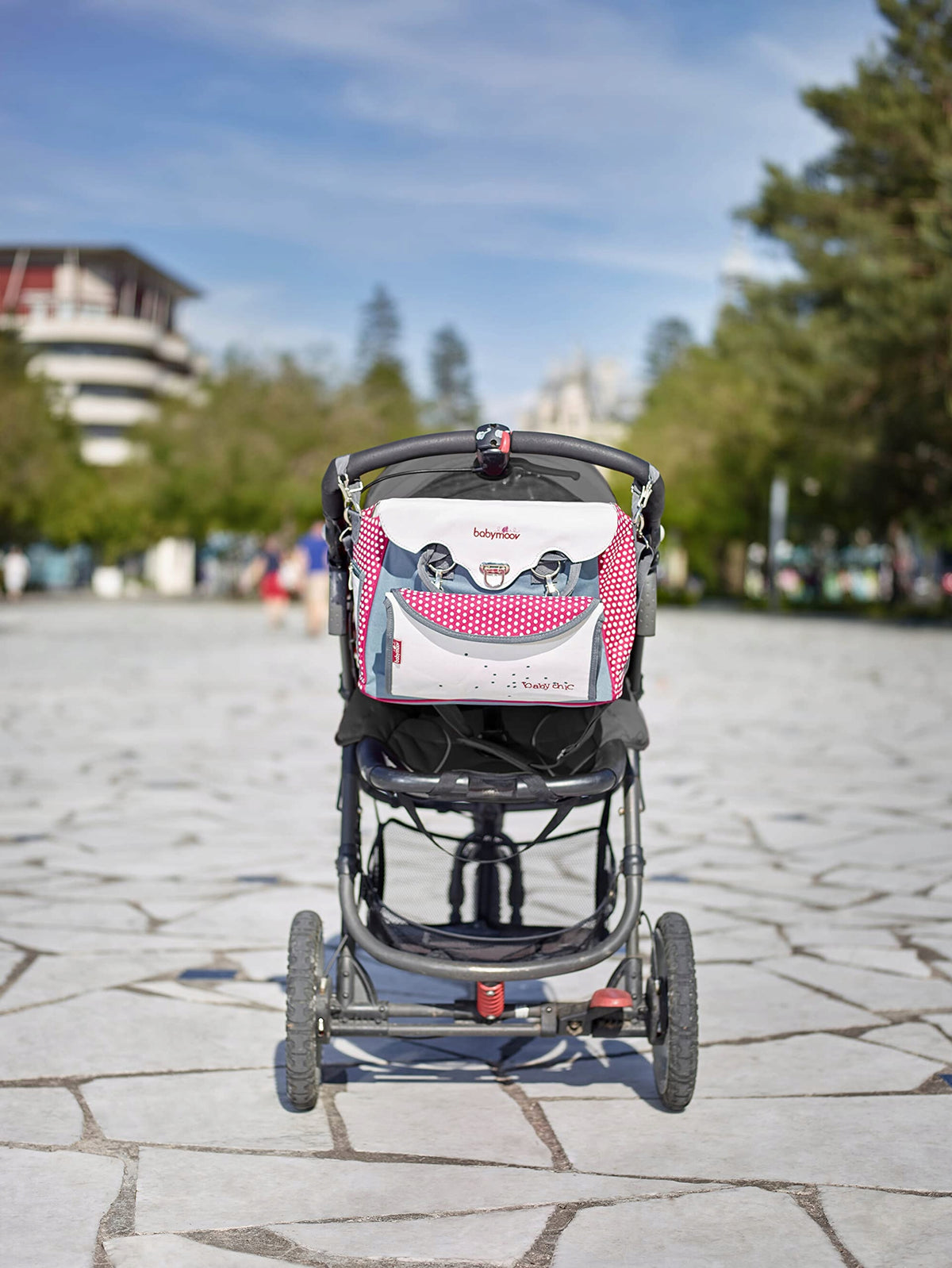 BABYMOOV torba do wózka BABY CHIC + przewijak, beżowo-bordowa torba na wózek z przewijakiem na spacerze
