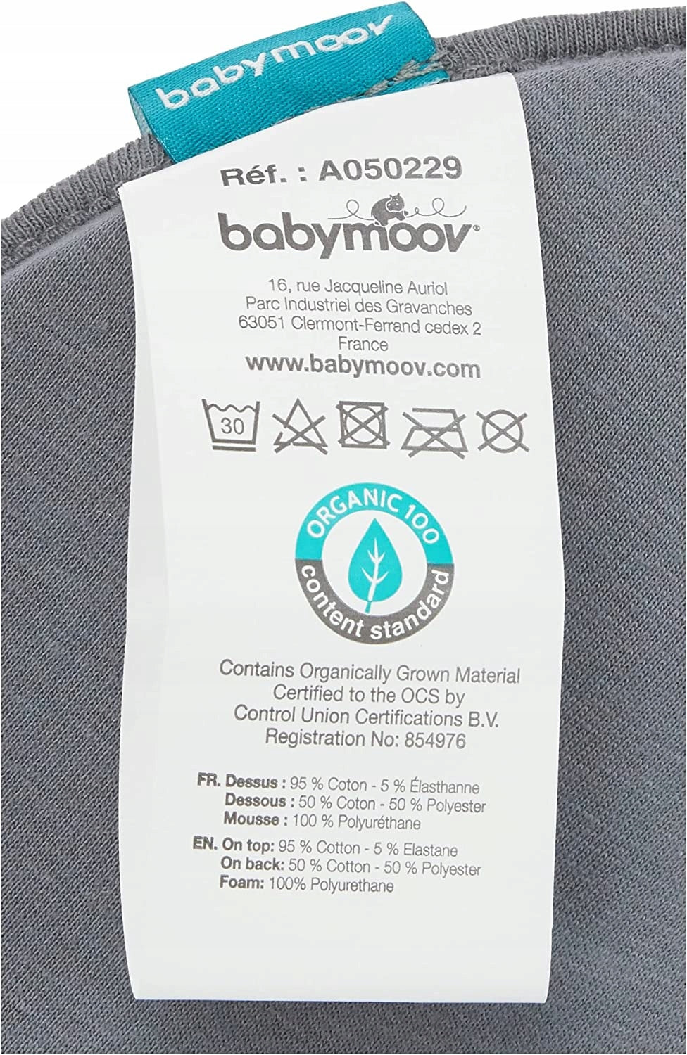 BABYMOOV Lovenest poduszka niemowlęca 0+ ORGANIC, bawełna organiczna z etykietą certyfikatu Oeko-Tex