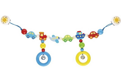 HEIMESS Holzanhänger mit Glöckchen für Kinderwagen, Bettchen, Babyschale, 40 cm
